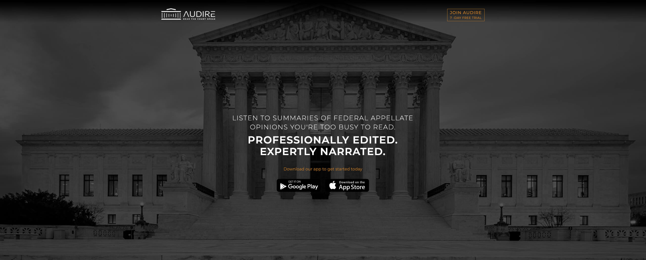A background image conveying the court audio recording app, located on WordPress website