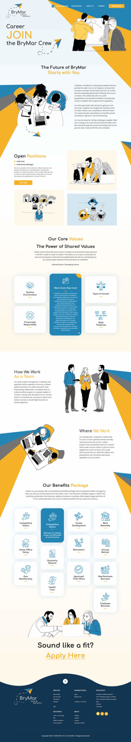 Custom WIX Website Career page for BryMar CPA