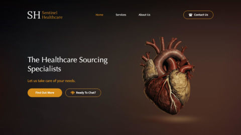 Homepage screenshot for custom WordPress website - Sentinel