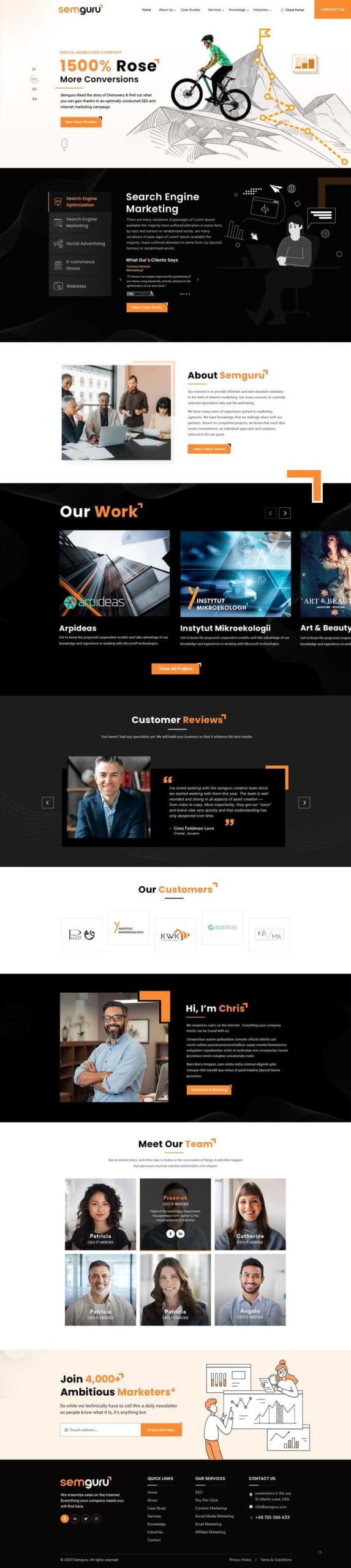 Custom WordPress Website design for SEMGURU homepage